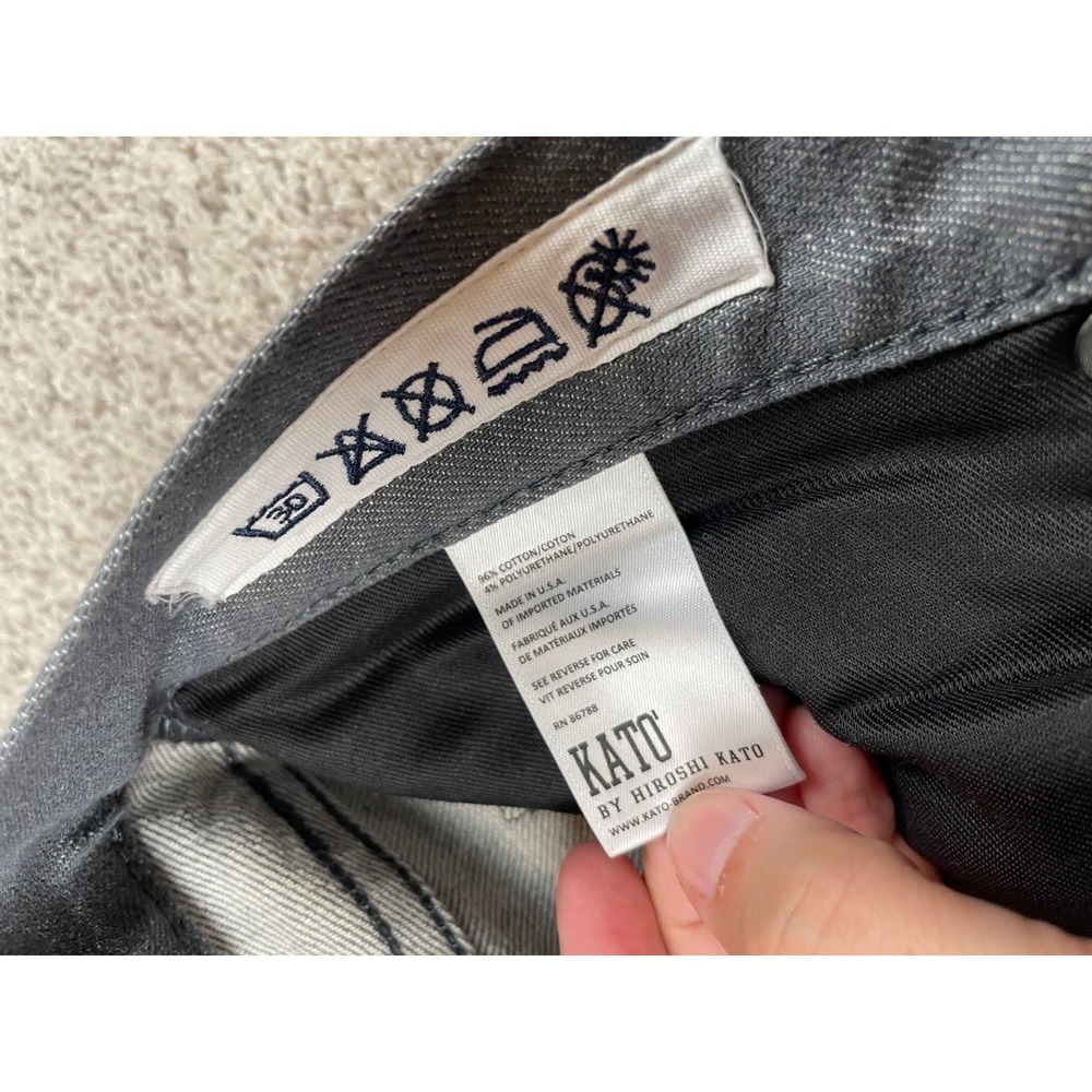 Kato Jeans Mens 33 Hiroshi The Pen Slim Gray Raw Selvedge Denim Designer Cotton - Picture 7 of 11